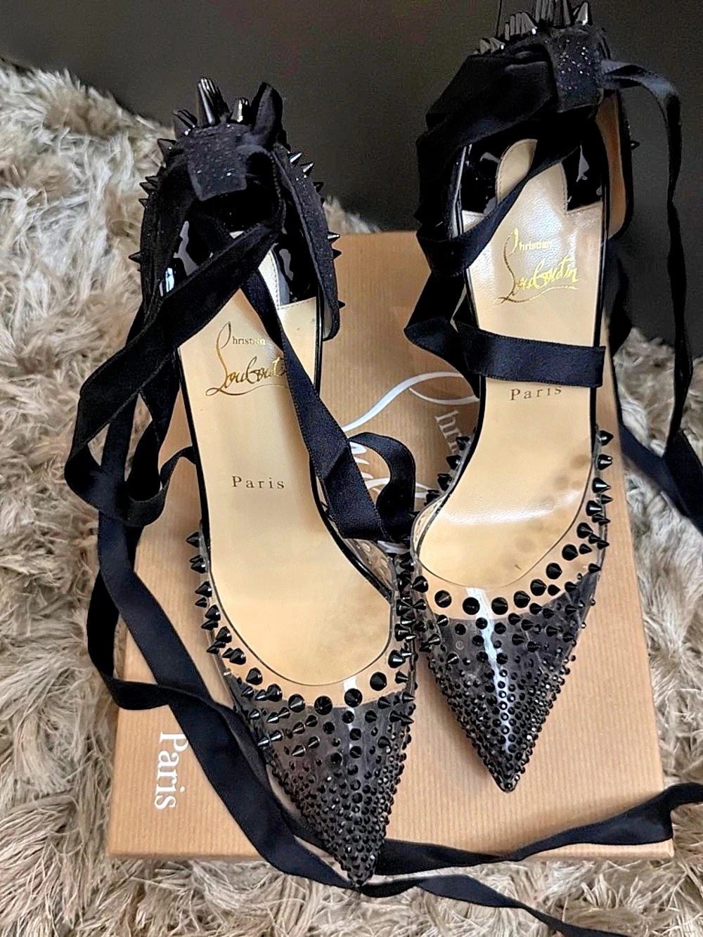 Christian Louboutin Mechante Reine 100 Spike Pumps Black & Red EU 40.5